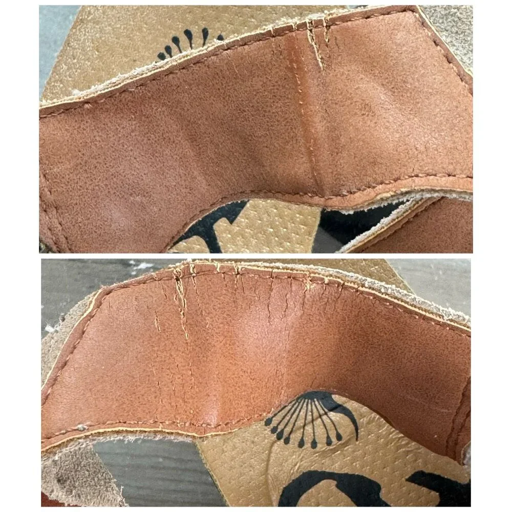 OTBT Flower Child Wedge Sandals in Desert (Tan) Leather w Fringe Women's Size 9M - Picture 10 of 12